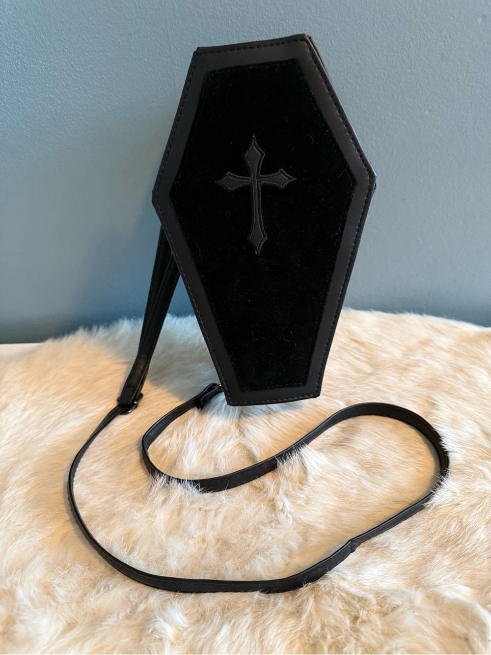 Spirit Halloween Black Coffin Crossbody Bag